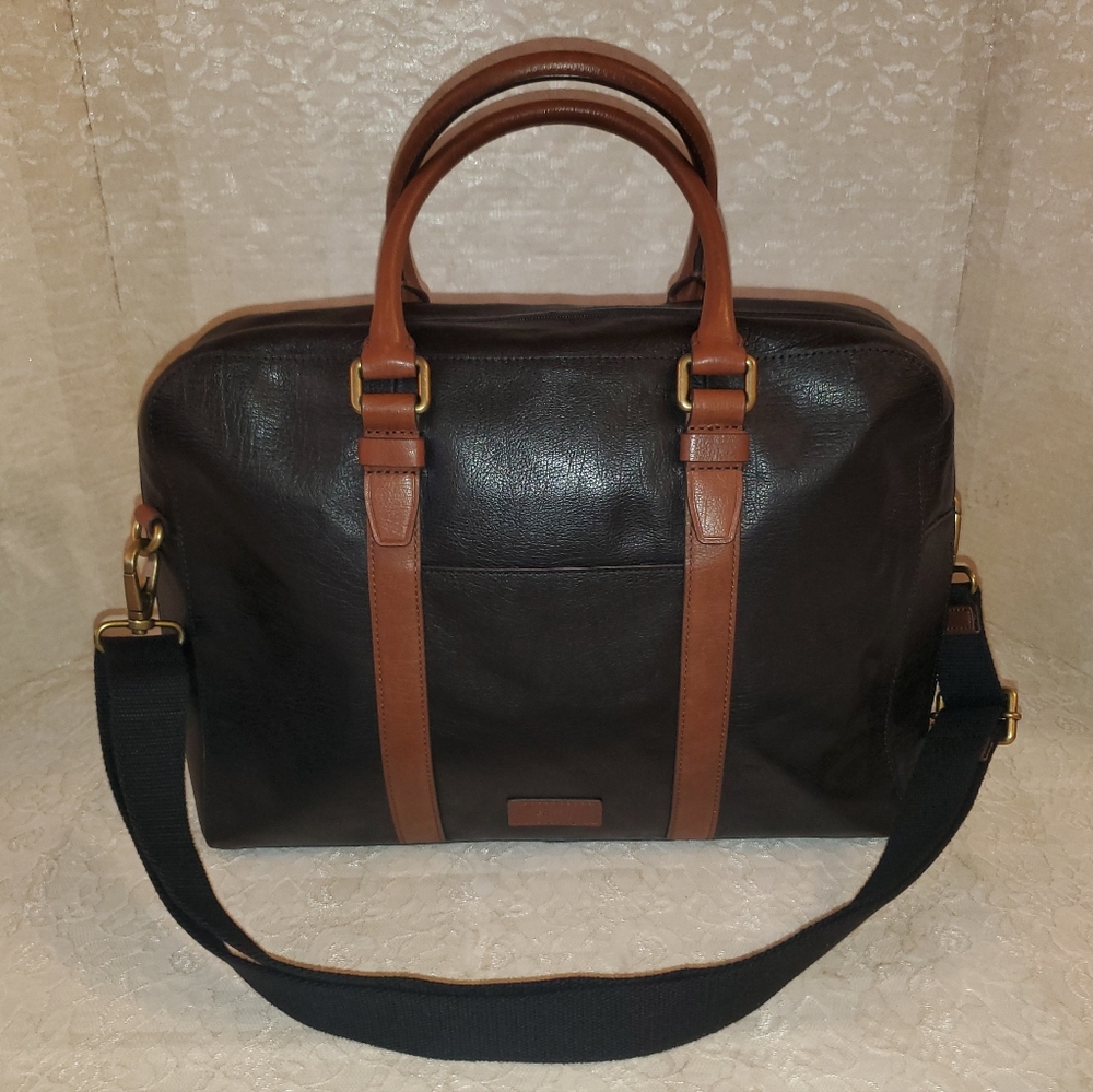 Fossil Men's Evan Leather Satchel Messenger Bag NWOT